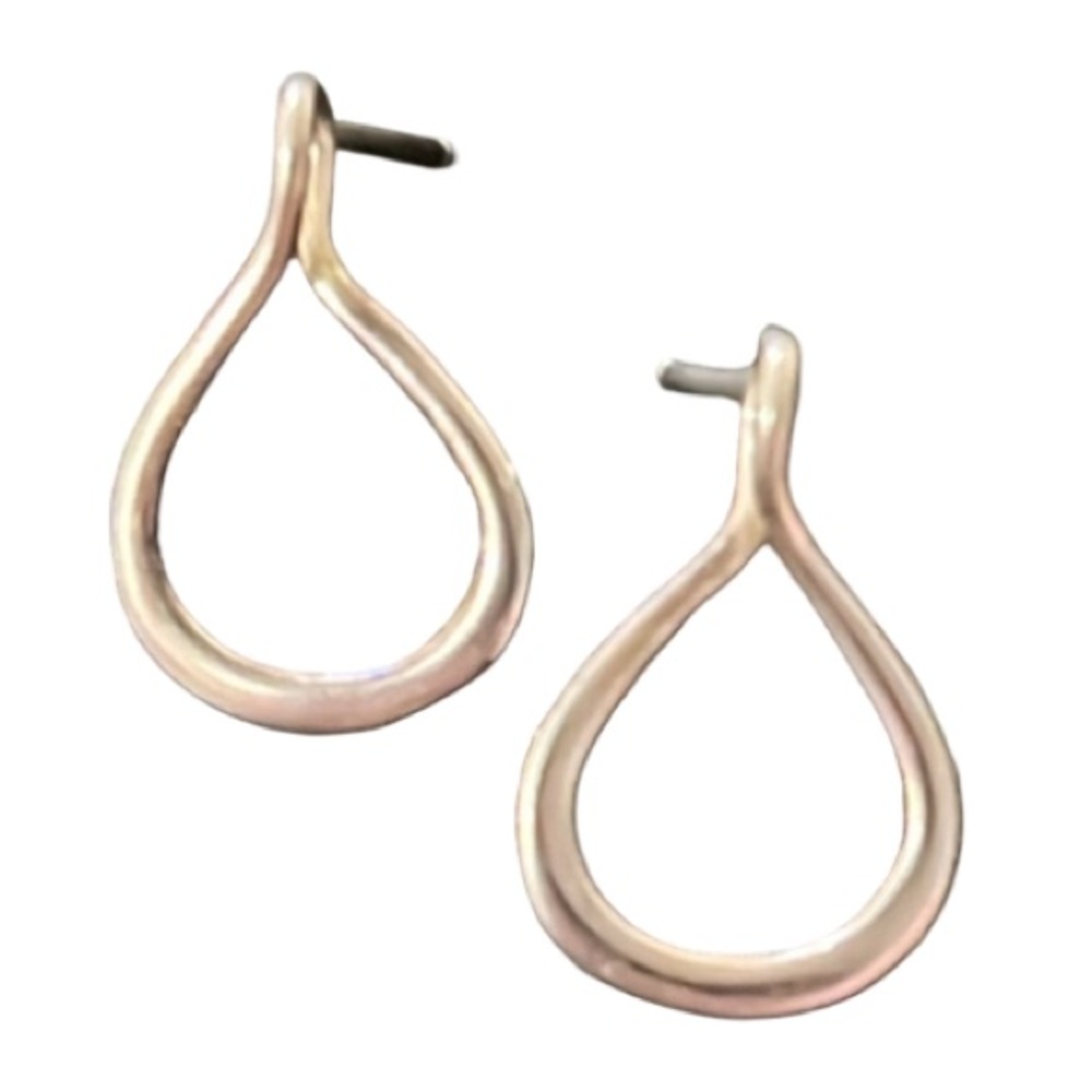 Designer NVC Sterling Silver Twisted Loop Minimalist Stud Earrings